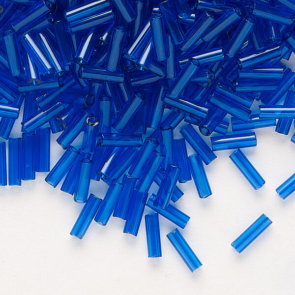 Bead, Preciosa Ornela Czech glass, bugle bead, pkg/500g, 1/4 inch, transparent sapphire blue, (60300). image number 0