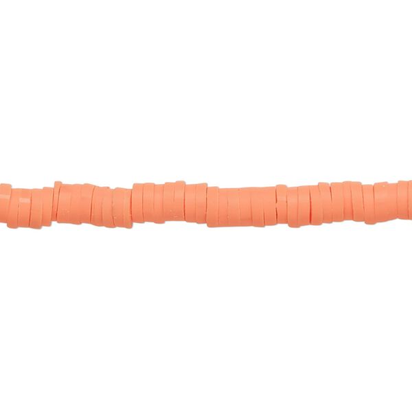 Bead, polymer clay, opaque orange, 4x1mm heishi. Sold per pkg of (2) 15-1/2" to 16" strands. image number 0