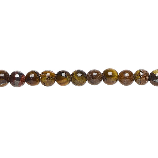 Bead, tigereye (natural), 4mm round, C- grade, Mohs hardness 7. Sold per 8-inch strand, approximately 45 beads. image number 0