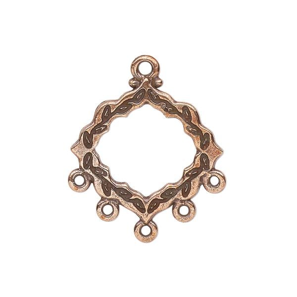 Connector, TierraCast®, antique copper-plated pewter, 22.5x21.5mm double-sided scalloped diamond with ivy cathedral design. Sold individually. image number 0