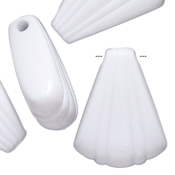 Focal, acrylic, white, 30x25mm fan. Sold per pkg of 6. image number 0