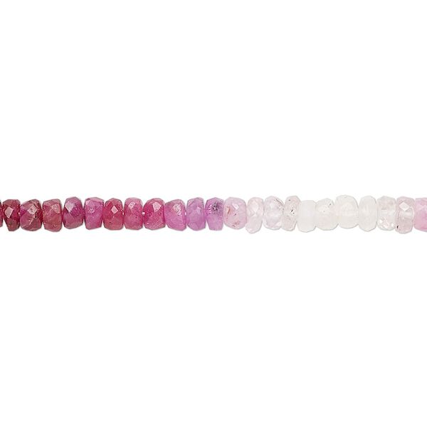 Ruby / white sapphire 1pkg1, hand-cut faceted rondelle bead 15.5-16 inch graduated 3x1mm-4x3mm image number 0