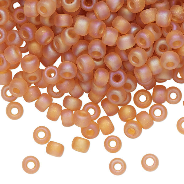 Seed bead, Miyuki, glass, pkg/25g, #6 rocaille, translucent matte rainbow topaz, (RR-133FR). image number 0