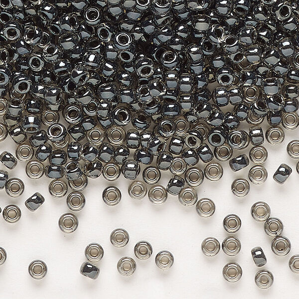 Seed bead, Miyuki, glass, pkg/250g, #8 rocaille, translucent steel-lined luster crystal clear (RR-2276). image number 0