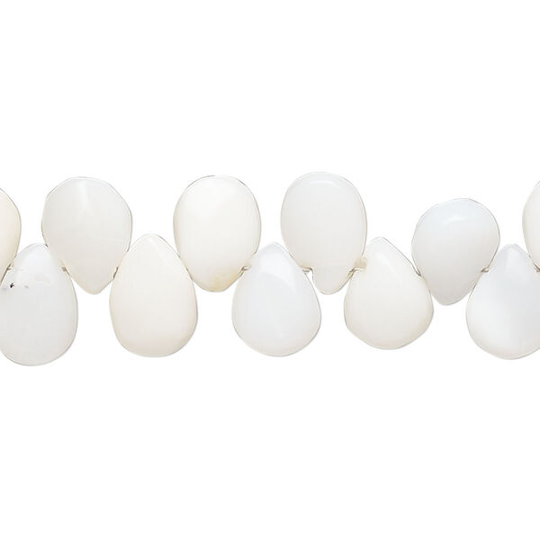 White opal 1pkg1, hand-cut top-drilled puffed teardrop bead natural 8 inch 9x6mm-10x7mm image number 0
