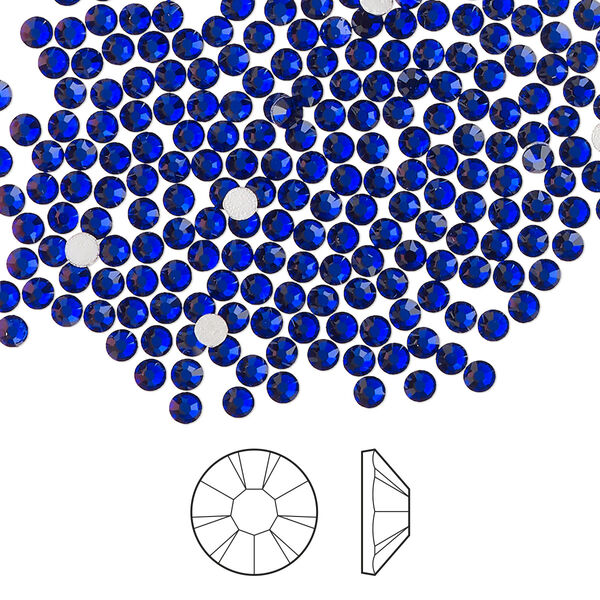 Flat back 1440pk cobalt blue foil back, Preciosa MAXIMA Czech crystal hotfix rhinestone 2.3-2.5mm chaton rose round SS8 image number 0