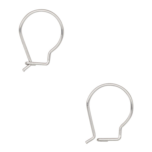 Ear wire, stainless steel, 16.5mm kidney, 20 gauge. Sold per pkg of 10 pairs. image number 0