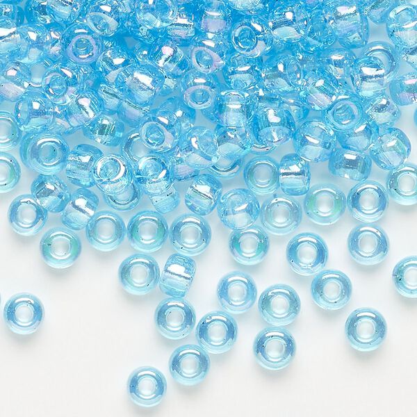 Seed bead, Miyuki, glass, pkg/250g, #6 rocaille, translucent rainbow aqua (RR-260). image number 0