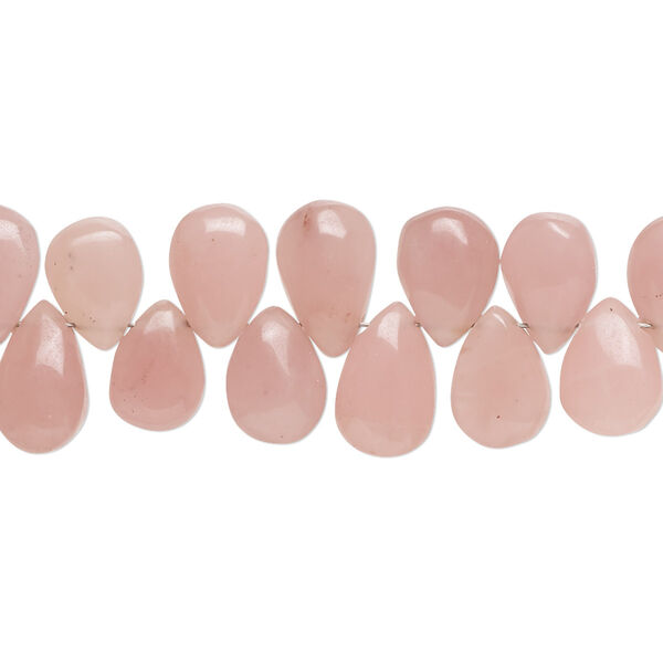 Pink chalcedony 1pkg1, hand-cut top-drilled puffed teardrop bead 8 inch 9x6mm-10x7mm image number 0