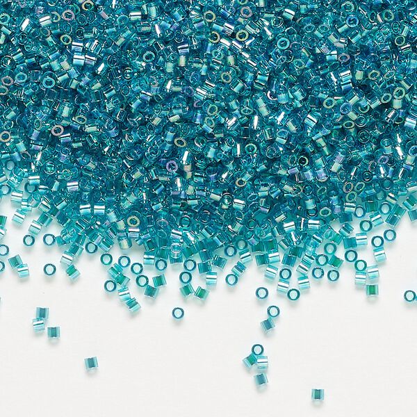 Seed bead, Delica®, glass, pkg/250g, #15 round, translucent rainbow teal (DBS-1248). image number 0