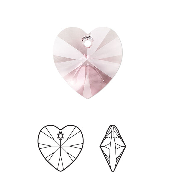 Drop 2pk light rose, Crystal Passions® 18mm pendant heart 6228 image number 0