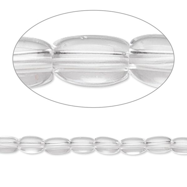 Quartz crystal 1pkg1, oval bead natural 8 inch 6x4mm image number 0