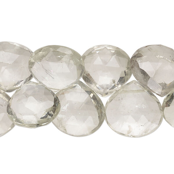 Green quartz 1pkg1, hand-cut top-drilled faceted puffed teardrop bead 8 inch 10-15mm image number 0