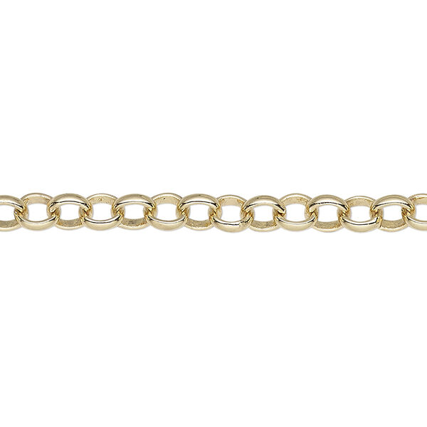 Chain, gold-plated brass, 5mm rolo. Sold per pkg of 5 feet. image number 0