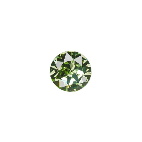 Chaton, crystal rhinestone, peridot green, foil back, 12.97-13.22mm faceted round, SS55. Sold per pkg of 2. image number 0