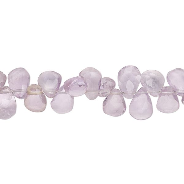 Lavender amethyst 1pkg1, hand-cut top-drilled faceted puffed teardrop bead natural 9 inch 6x5mm-10x6mm image number 0