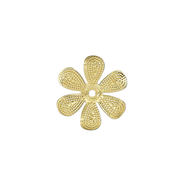 Component, gold-finished steel, 17.5mm single-sided flower. Sold per pkg of 20. image number 0