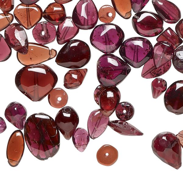 Rhodolite garnet / garnet 1pkg1, hand-cut top-drilled / center-drilled mixed shape bead natural 1 oz mix 4mm-11x8mm image number 0
