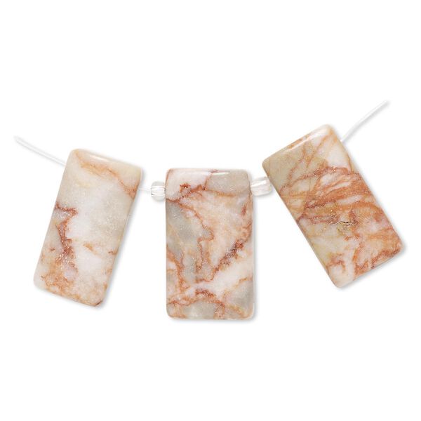 Redline marble 1pkg3, puffed flat back rectangle drop natural 29x16mm-30x18mm / 35x16mm-35x18mm image number 0