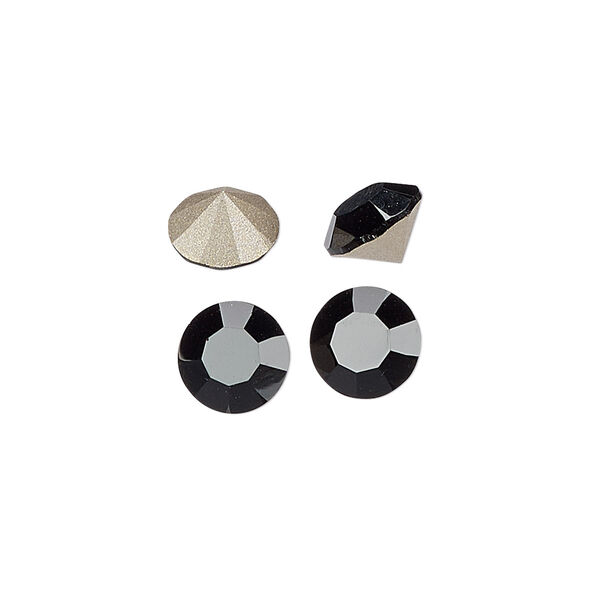Chaton 48pk jet foil back, Preciosa MAXIMA Czech crystal rhinestone 8.16-8.41mm 15-cut faceted round SS39 image number 0