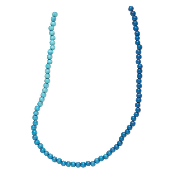 Bead, Taiwanese cheesewood (dyed / waxed), aqua ombre, 6mm round. Sold per pkg of (2) 15-1/2" to 16" strands. image number 0