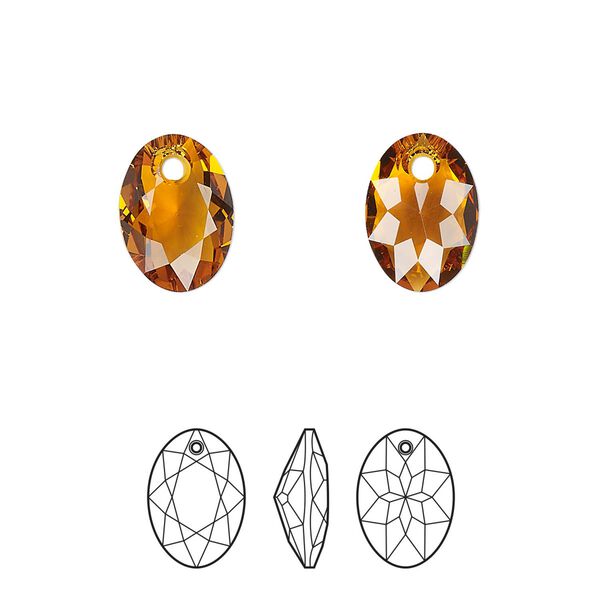 Drop 2pk topaz, Crystal Passions® 11.5mm pendant elliptic cut 6438 image number 0