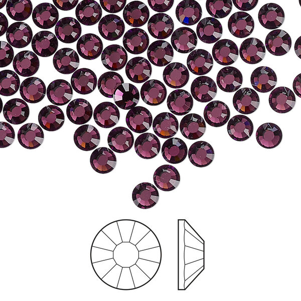 Flat back 1440pk amethyst foil back, Preciosa Viva 12® Czech crystal rhinestone 3.8-4mm chaton rose round SS16 image number 0