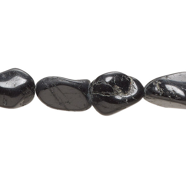 Black tourmaline 1pkg1, hand-cut partially polished tumbled nugget bead natural 15 inch small image number 0