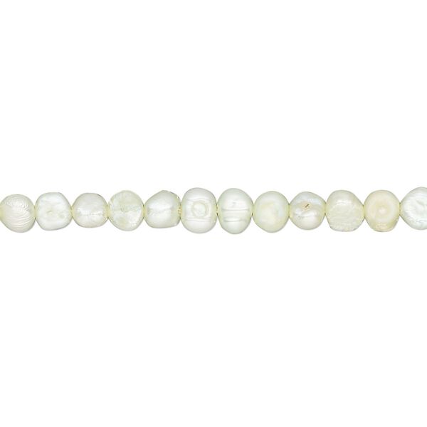 Pearl, cultured freshwater pearl (dyed), light olive green, 3-4mm flat-sided potato, D grade, Mohs hardness 2-1/2 to 4. Sold per 15-inch strand, approximately 105 beads. image number 0