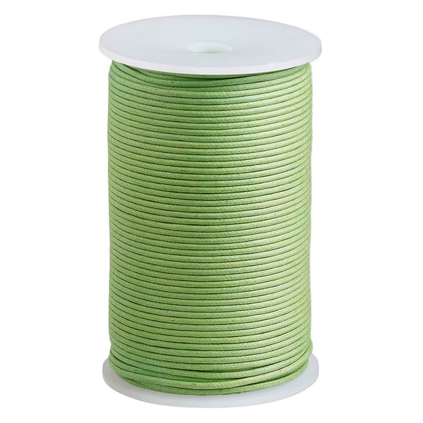 Cord, waxed cotton, lime, 2mm, 50+ pound test. Sold per 100-meter spool. image number 0