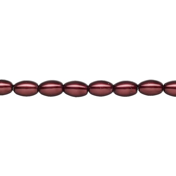 Pearl 1pk bordeaux, Celestial Crystal® 6x4mm rice 15.5-16 inch image number 0
