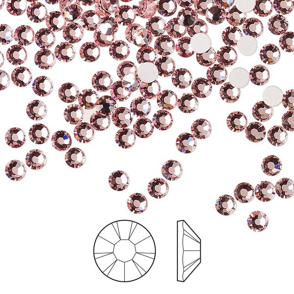 Flat back 1440pk light rose foil back, Preciosa MAXIMA Czech crystal rhinestone 3-3.2mm chaton rose round SS12 image number 0