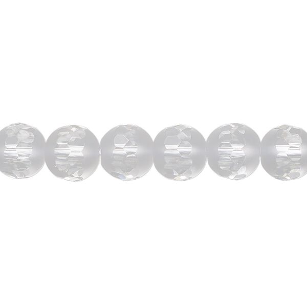 Quartz crystal 1pkg1, partially matte partially faceted round bead natural 8 inch 8mm image number 0