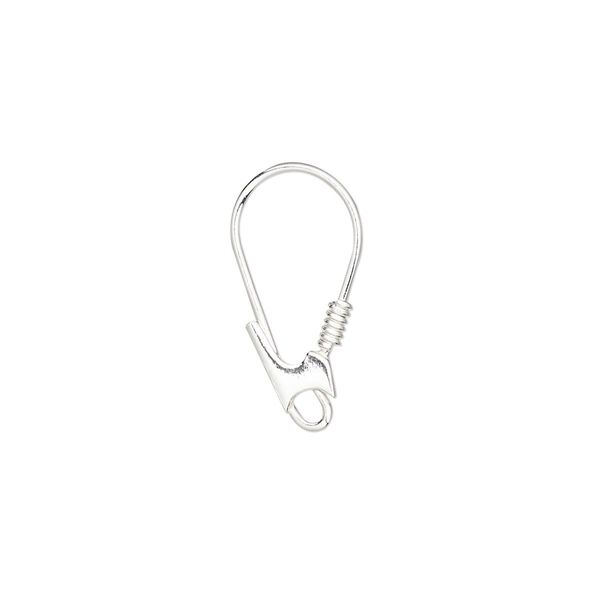 Ear wire, sterling silver, 20x10mm with coil and open loop, 20 gauge. Sold per pair. image number 0