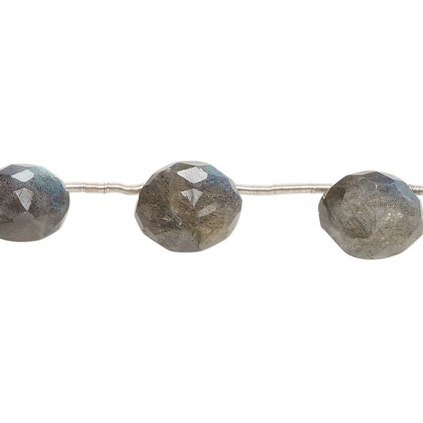 Labradorite 1pkg10, hand-cut top-drilled faceted teardrop bead natural 9x5mm-13x9mm image number 0
