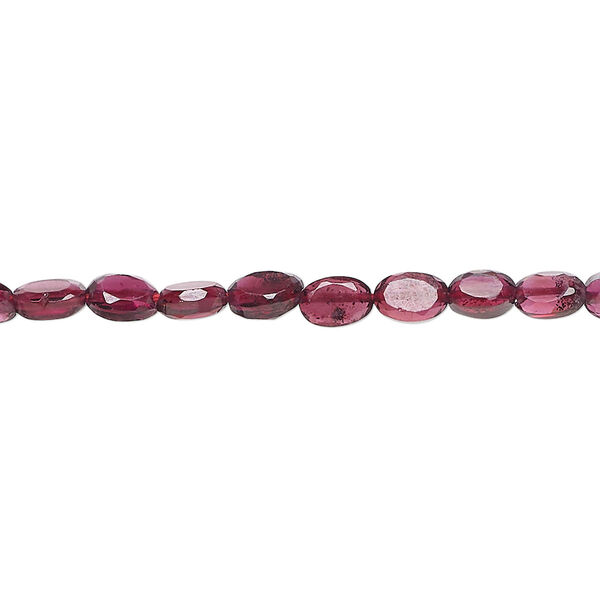 Bead, garnet (dyed), 5x4mm faceted hand-cut oval, B Grade, Mohs hardness 7 to 7-1/2. Sold per 15-1/2" to 16" strand. image number 0