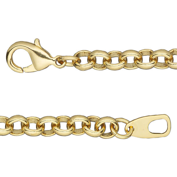 Chain, gold-finished brass, 6mm rolo, 24 inches with lobster claw clasp. Sold individually. image number 0