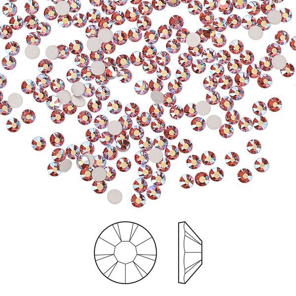 Flat back 144pk padparadscha AB foil back, Preciosa MAXIMA Czech crystal rhinestone 2.1-2.3mm chaton rose round SS7 image number 0