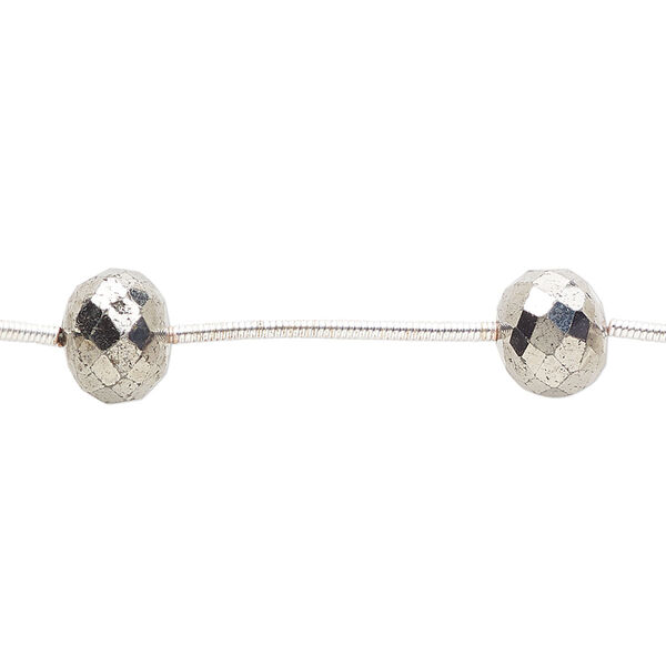 Pyrite 1pkg7, hand-cut faceted rondelle bead B grade, 7x6mm-9x7mm image number 0