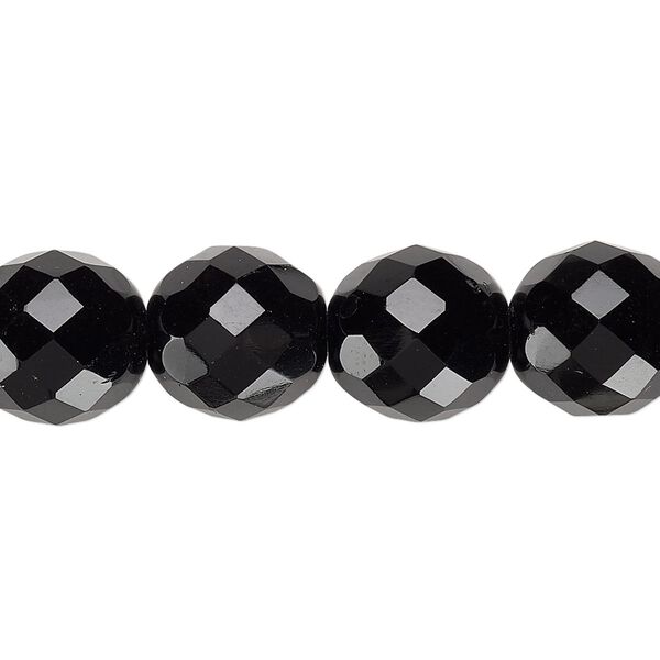 Bead, Czech fire-polished glass, jet, 12mm faceted round. Sold per pkg of 600 (1/2 mass). image number 0