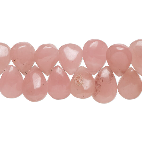 Pink chalcedony 1pkg1, hand-cut top-drilled puffed teardrop bead 8 inch 10x8mm-13x9mm image number 0