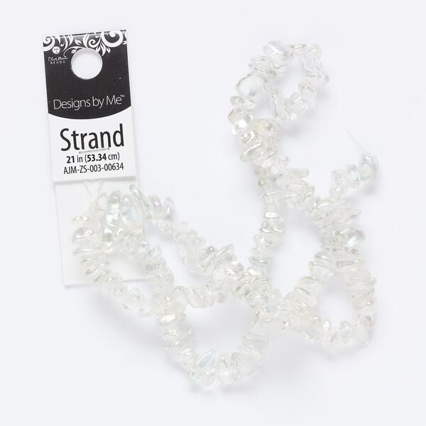 Bead, glass, clear AB, small to large chip with 0.4mm hole. Sold per 21-inch strand. image number 0