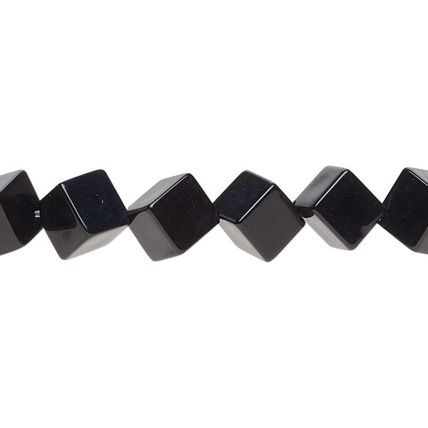 Black onyx 1pkg1, diagonally drilled cube bead 15.5-16 inch 6mm image number 0