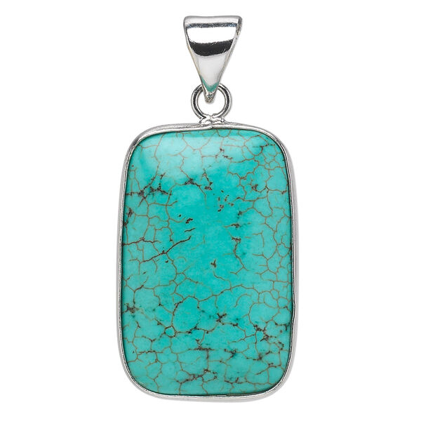Magnesite / brass 1pkg1, imitation rhodium-plated rectangle pendant 29x19mm image number 0