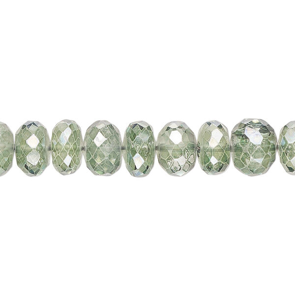 Quartz crystal 1pkg1, hand-cut faceted rondelle bead 7 inch 8x3mm-9x7mm image number 0