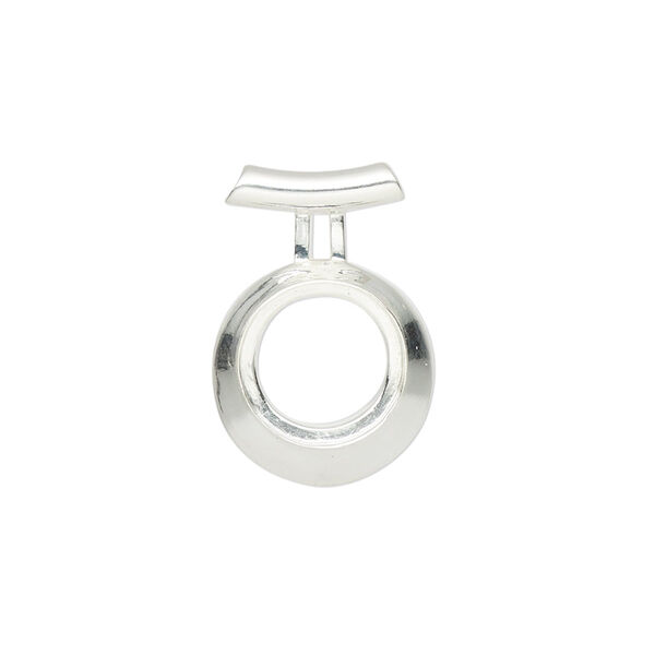 Pendant, Almost Instant Jewelry®, sterling silver, 22x15mm round with open back and SS47 rivoli setting with tube bail. Sold individually. image number 0
