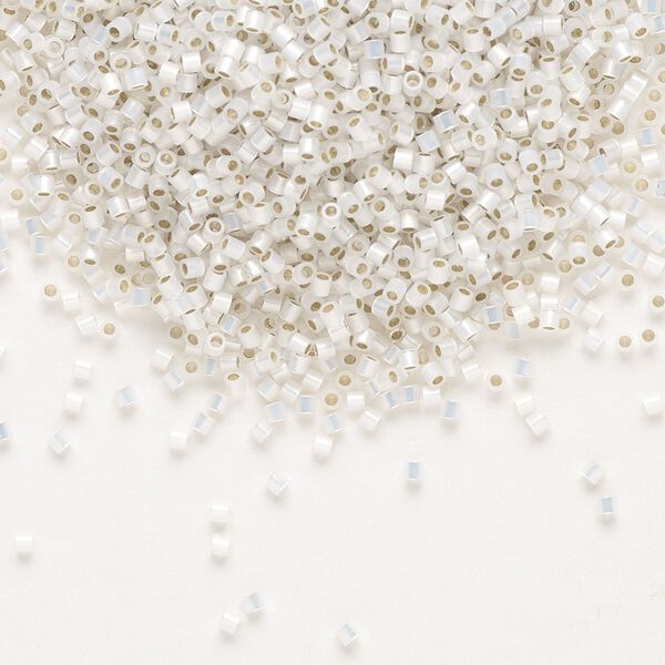 Seed bead, Delica®, glass, pkg/7.5g, #15 round, translucent silver-lined opal (DBS-0221). image number 0
