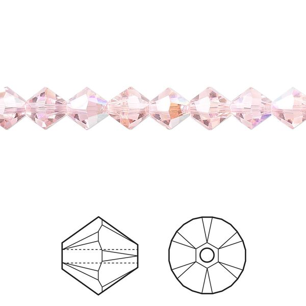 Bead 24pk light rose AB, Crystal Passions® 6mm bicone 5328 image number 0
