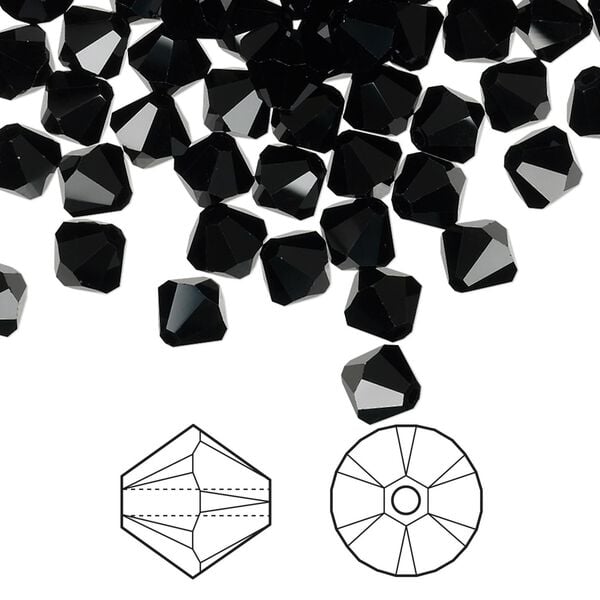 Bead 144pk jet, Crystal Passions® 6mm bicone 5328 image number 0