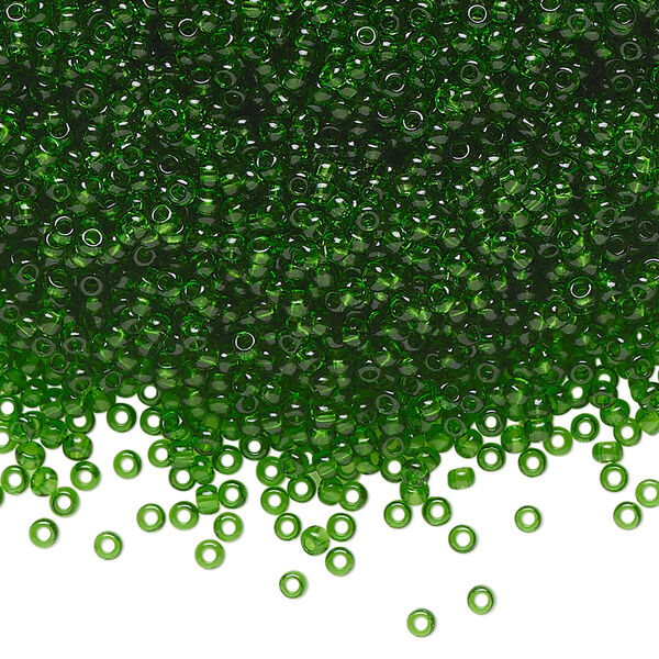 Seed bead, Preciosa Ornela Czech glass, pkg/500g, #11 rocaille, transparent green, (50120). image number 0